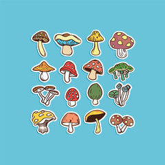 Wall Mural - Mushroom doodle art design vector template illustration