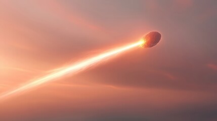 Wall Mural - A bright orange object is flying through the sky