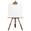 © Mimercy - Wooden easel with blank canvas on a white isolated background.