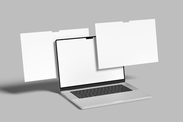 Mock up of a computer isolated on a background and shadow