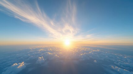 Wall Mural - the sky is blue with a few clouds and the sun is shining brightly