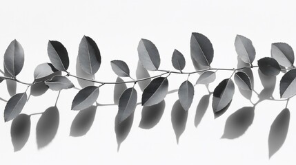 Minimalist Gray Leaves with Shadows