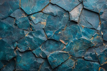 Wall Mural - Teal blue stone wall texture background.