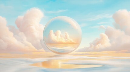 Wall Mural - a painting of a cloudy sky with a large bubble in the middle