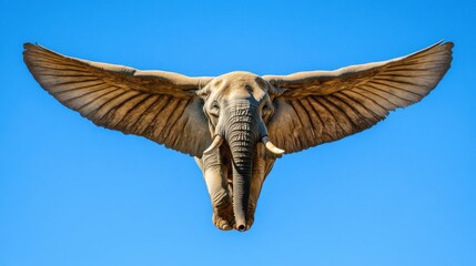 Wall Mural - Elephant with wings flying in the sky.