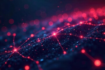 Abstract digital network topology, glowing lines & nodes , vector, optic, abstract