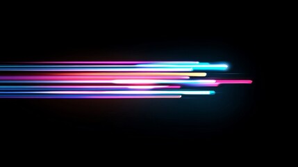 Wall Mural - Colorful light trails with highspeed motion effects Vector illustration of dynamic lights on a black background