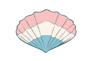 Wall Mural - Hand drawn illustration of scallop shell in pastel colors, evoking calmness