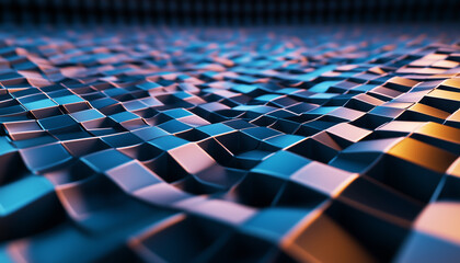 Wall Mural - A dynamic grid of colorful cubes with 3D depth and perspective.  Generative AI.