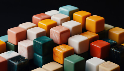 Wall Mural - A dynamic grid of colorful cubes with 3D depth and perspective.  Generative AI.