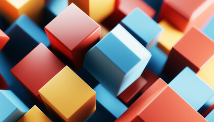 Wall Mural - A dynamic grid of colorful cubes with 3D depth and perspective.  Generative AI.