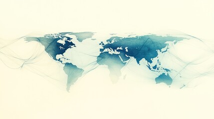 Global network connections, world map, digital flow, abstract background, website banner
