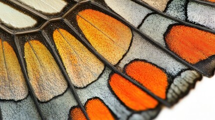 Wall Mural - Close-up of a butterfly wing showcasing intricate patterns and vibrant colors.