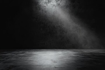 Fototapete - Abstract black and white interior background with a concrete wall, a dark room with a floor and ceiling. minimalist modern architecture with empty space for a design concept