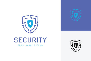 cyber security logo technology for your company, shield logo for security data with lock key graphic