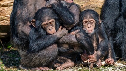 Wall Mural - Young Chimpanzees in Natural Habitat