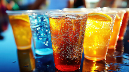 Wall Mural - A few chilled drinks on the table