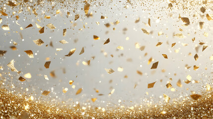 Wall Mural - Golden Confetti Rains Down on Sparkling Glitter Background Festively