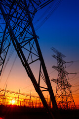 Wall Mural - wire electrical energy at sunset