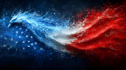 Wall Mural - Abstract Eagle Soaring with National Colors Symbolizing Freedom and Power Dynamically