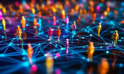 colorful figurines represent connections in a digital social network.