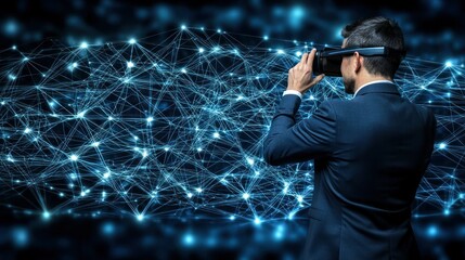 Exploring the Metaverse: A Businessman Navigates Virtual Reality Networks
