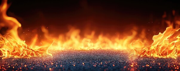 Wall Mural - fire abstract background idea. vivid flames rise against a dark background, capturing intense heat a
