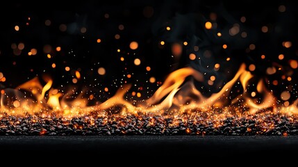 Wall Mural - fire abstract background idea. a vivid display of fire and embers illuminating the darkness with war