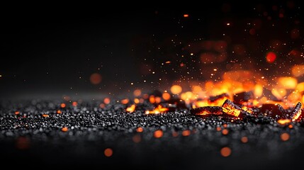 Wall Mural - fire abstract background idea. glowing embers and sparks create a mesmerizing display on a dark back