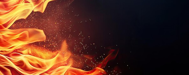 Wall Mural - fire abstract background idea. dynamic flames with sparks against a dark backdrop, symbolizing energ