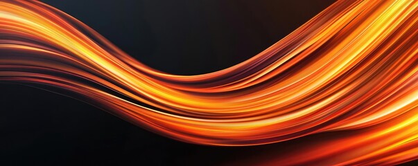 Wall Mural - fire abstract background idea. vibrant orange wave design with smooth gradient on a dark background.