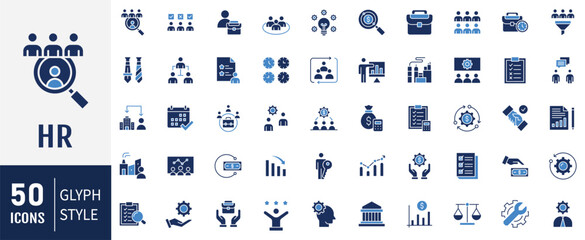 Human resources flat icon set. Employee, work, business, organization structure, industry, cycle economy, hr. Vector illustration