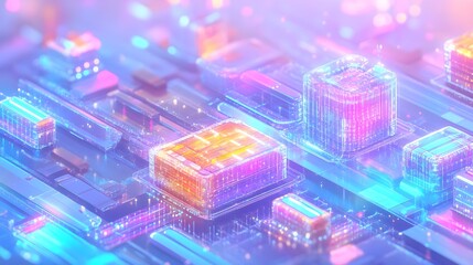 Sticker - futuristic tech circuit board glow - neon and vibrant color palettes