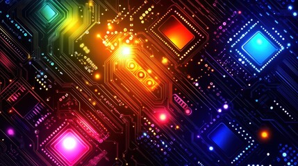 Wall Mural - high resolution abstract digital background with colorful lights