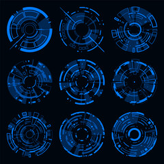 Wall Mural - hi-tech hud interface futuristic cyberpunk style design element.