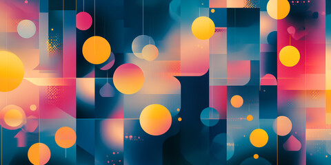 Wall Mural - abstract geometric background: a vibrant symphony of colors and shapes dance across a dynamic canvas
