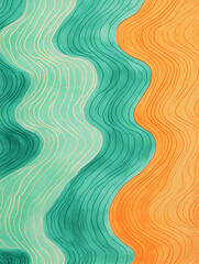 Wall Mural - Abstract Waves of Teal and Orange 