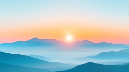 Wall Mural - Breathtaking sunrise over majestic mountain peaks, a tranquil landscape