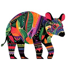 Wall Mural - Colorful artistic representation of a stylized animal.