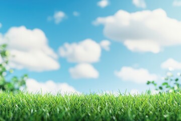 Green grass, sunny sky, nature backdrop, spring