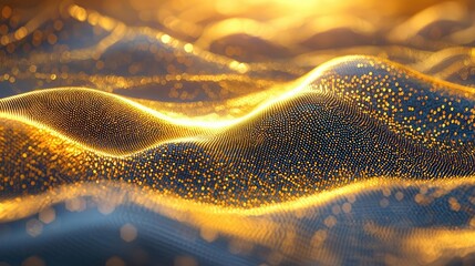 Wall Mural - gold abstract background idea. golden waves illuminated with sparkling lights create an enchanting a