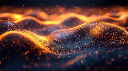Wall Mural - gold abstract background idea. abstract wave patterns illuminated with vibrant glowing particles cre