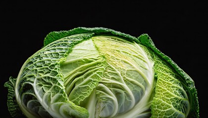 Wall Mural - Head of cabbage on the table on a black background