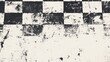 © Chaikit - disintegrating checker border, vintage racing aesthetic, distressed monochrome pattern, abstract white background, industrial grunge style, fading geometric elements, minimalist sport design
