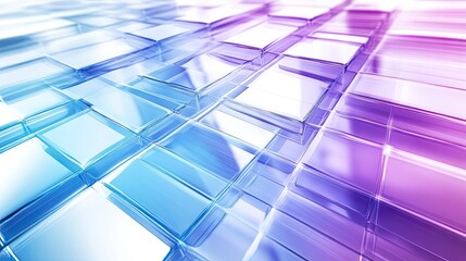 Wall Mural - Abstract design of translucent blocks in gradient hues of blue and purple.