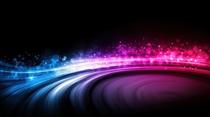 Wall Mural - Vibrant abstract light streaks and bokeh on black background