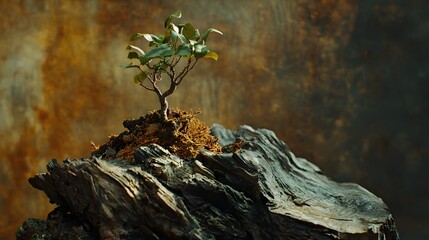 Wall Mural - Small tree grows from dying wood