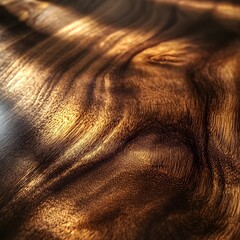 Wall Mural - A photo of polished dark wood with a glossy finish under warm lighting.