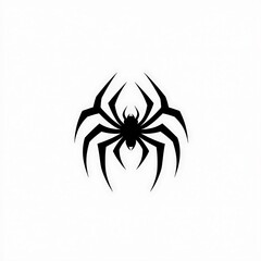 stylized black spider illustration on white background.