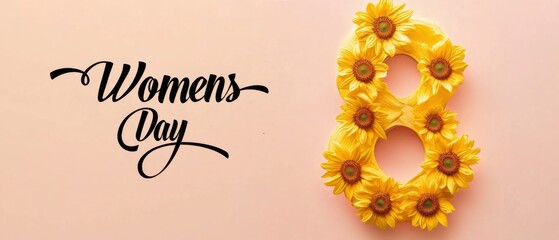 Happy Womens Day: Number Eight Shaped with Sunflowers
